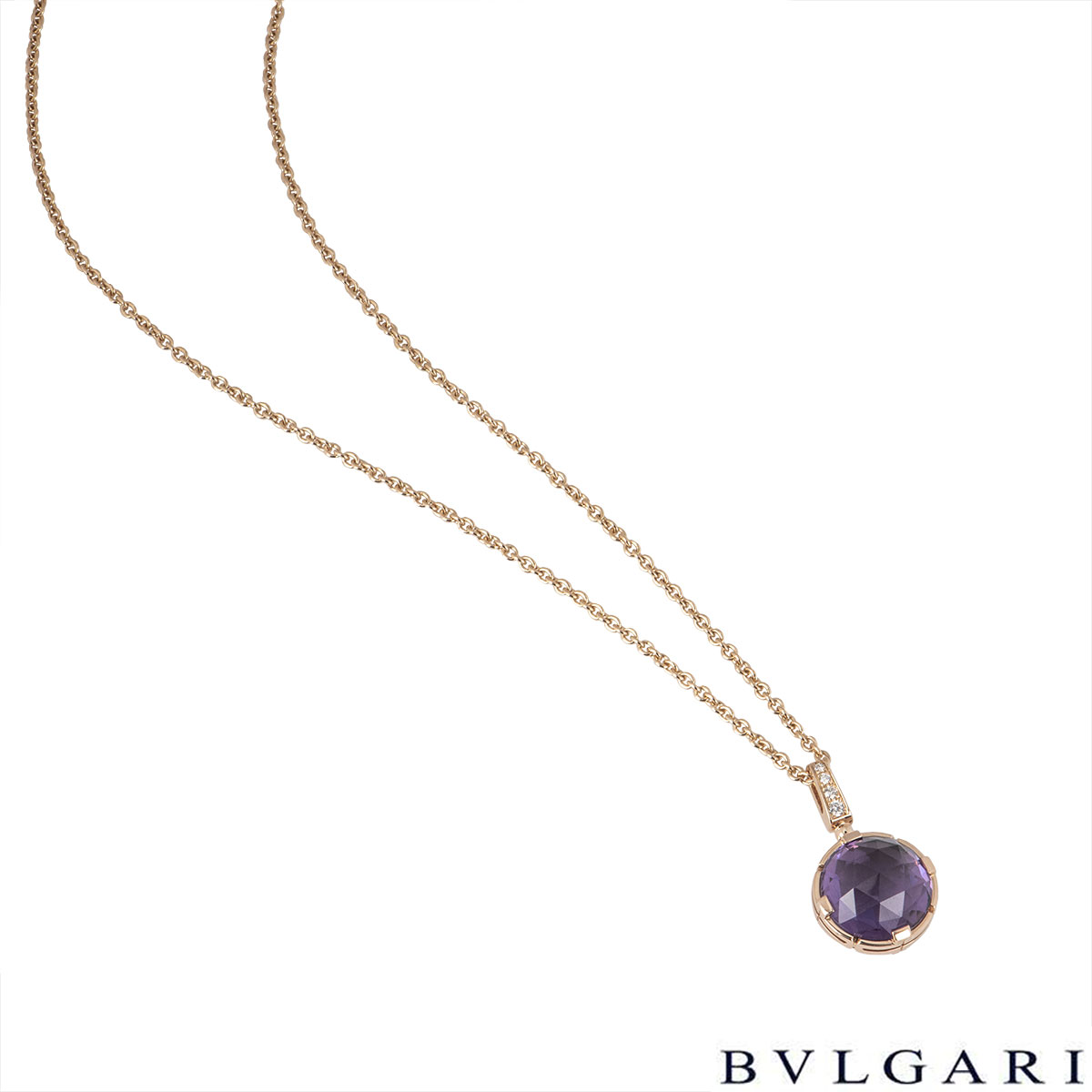 Bvlgari Rose Gold Amethyst Parentesi Necklace | Rich Diamonds